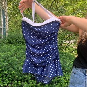 Navy Blue Polka Dot One Piece